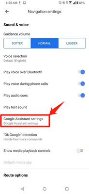 google assistant settings on google maps app