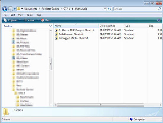 locate gta5 user music folder on my documents on computer