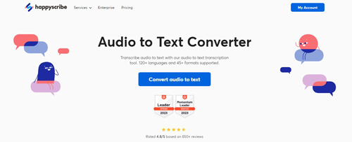 happyscribe audible to text converter online