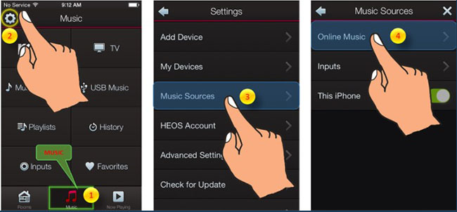 set tidal as music source on heos setting