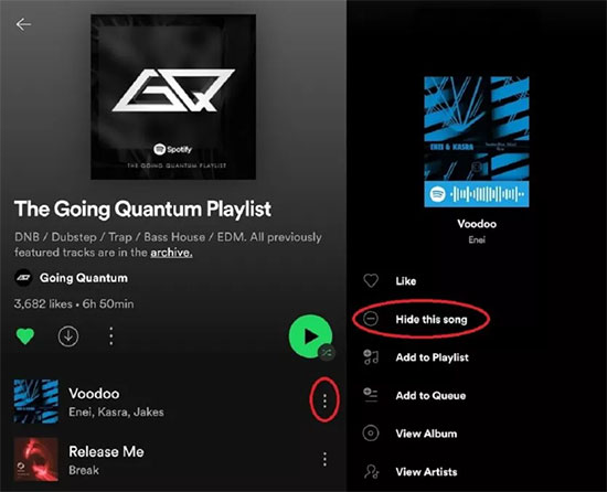 hide a song on spotify public playlist