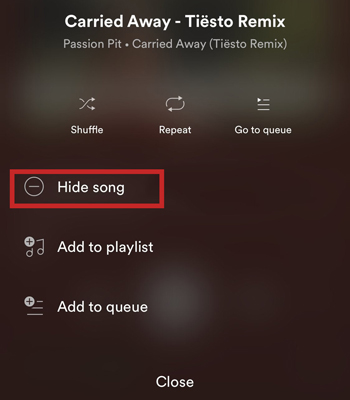 how to hide recently played on spotify