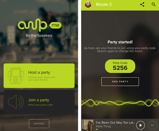 host a party on ampme for playing spotify on multiple devices