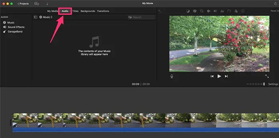 imovie audio tab on mac