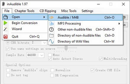 open audible files on inaudible