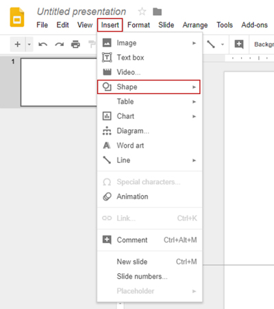 insert shape in google slides