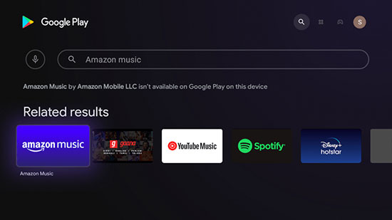 install amazon music app for sony tv