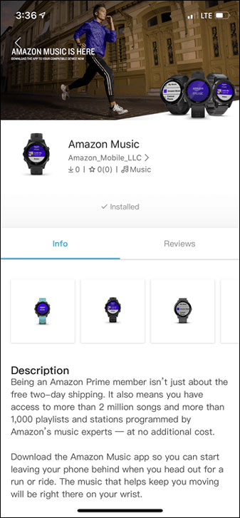 install amazon music connect iq app