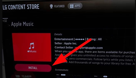 install apple music on lg tv