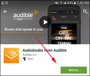 install audible android app form google play store