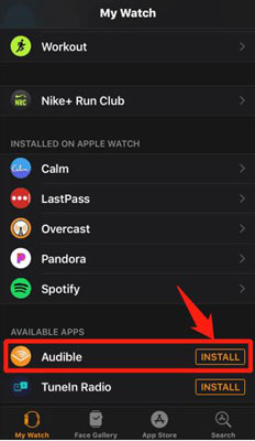 install audible on apple watch ios