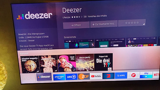 install deezer app on samsung tv