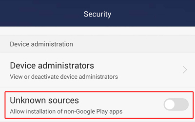 allow installing from unknown source on android