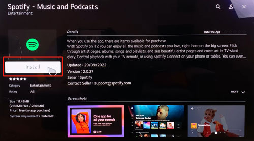 install spotify app on lg tv from lg content store
