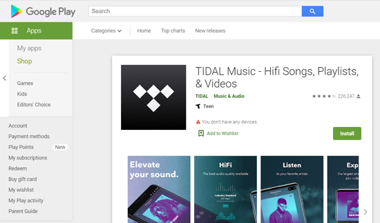 install tidal on android