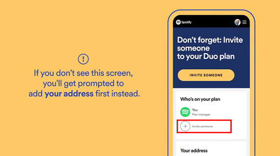 invite someone to spotify duo