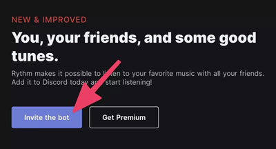 invite the bot in rythm bot