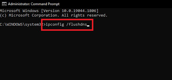 enter ipconfig flushdns to clear cache