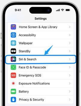 iphone settings siri and search