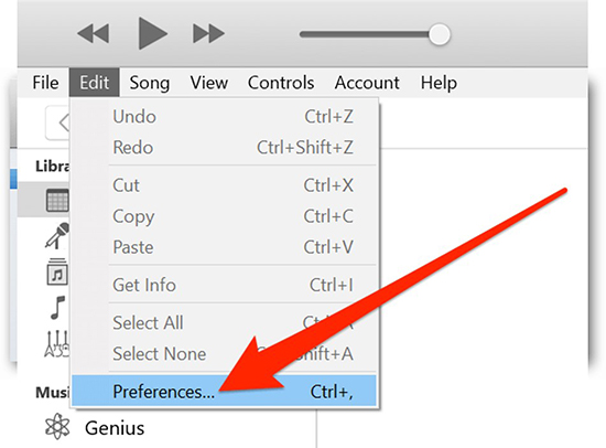 itunes edit preferences