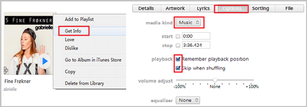 change itunes playback option