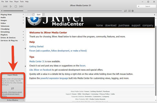 tidal to jriver via auto import media feature