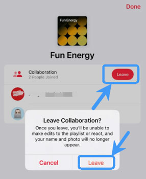 leave apple music collaborative playlist