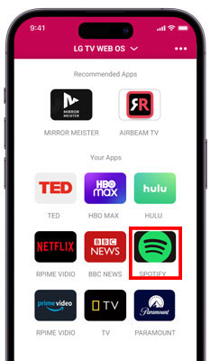 stream spotify on lg tv via lg tv remote app
