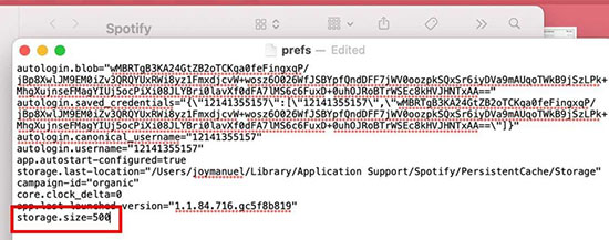 limit spotify cache size mac