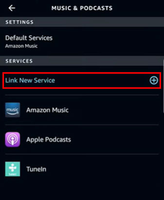 link new service on alexa app