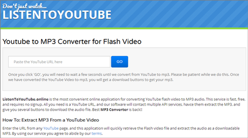 convert youtube video to mp3 via listentoyoutube