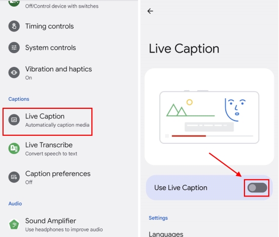 enable live caption on android phone