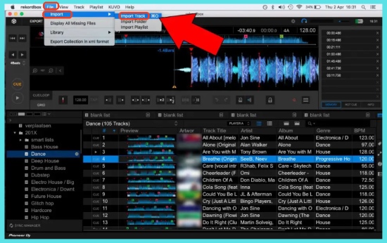 locate import track on rekordbox