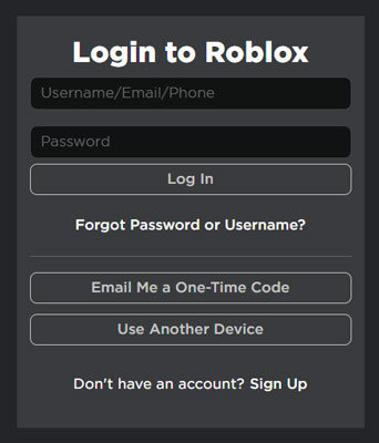 log in to roblox