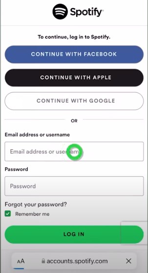 log into spotify iphone