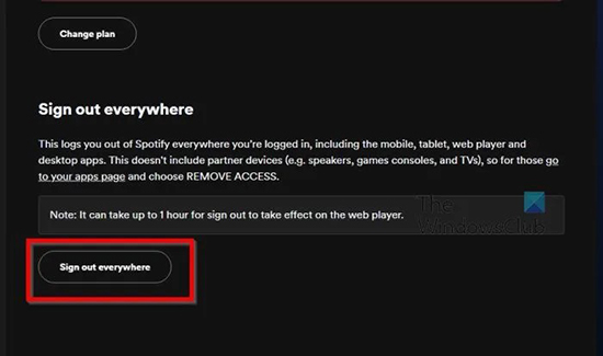 log out spotify everywhere