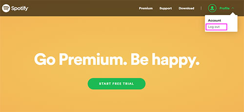 log out spotify web player