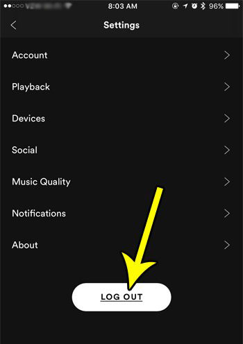 log out of spotify on mobile