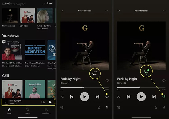 loop a song on spotify mobile