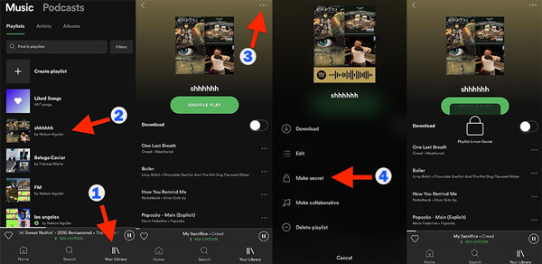 make a secret playlist on spotify