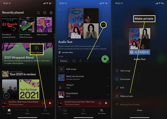 how to make spotify playlist private mobile