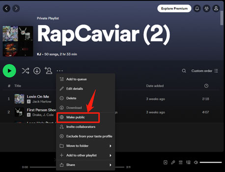 make spotify playlists public