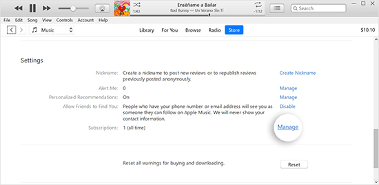 manage devices in itunes windows app