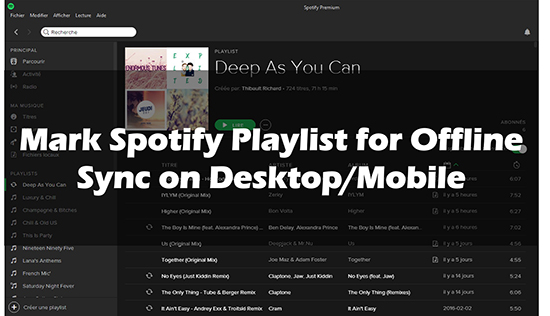 mark spotify playlist for offline sync