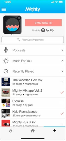 sync spotify music to mighty