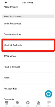 open music and podcasts in alexa app on mobile