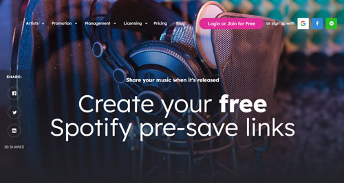 create spotify pre save links via music gateway