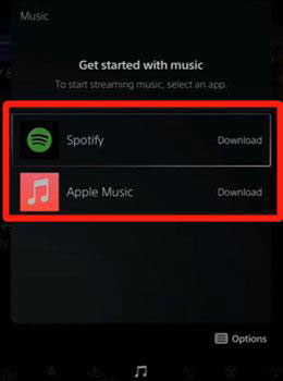install spotify on ps5 via music option