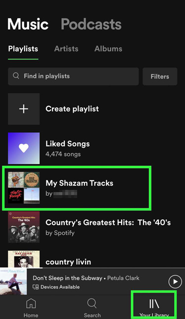 find my shazam tracks on spotify