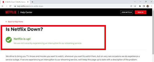 check netflix server status to fix netflix not working